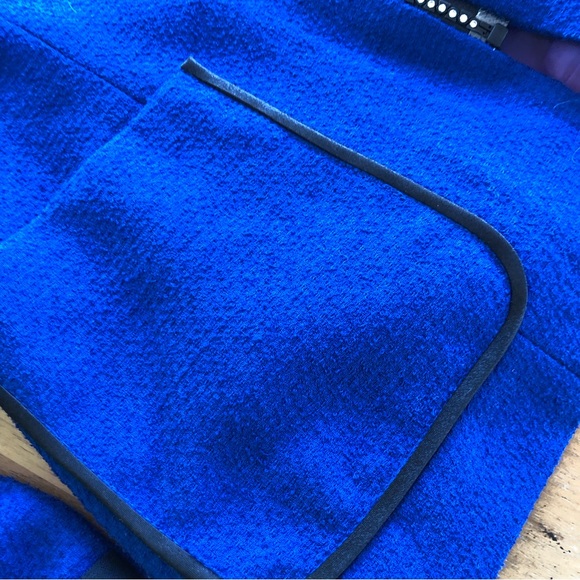 Vintage Bright Blue Blazer Jacket Unique Sparkly Zipper Gemstone Polyester Asian - Picture 11 of 11